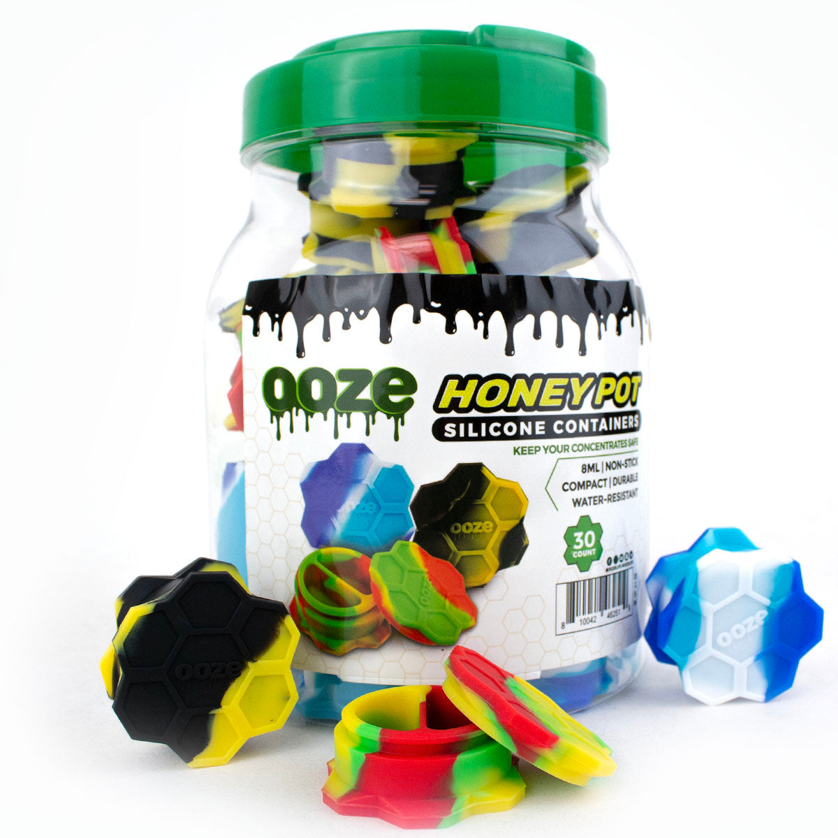 Ooze 8mm HoneyPot Silicone Glass Container Storage (30 Per Display)