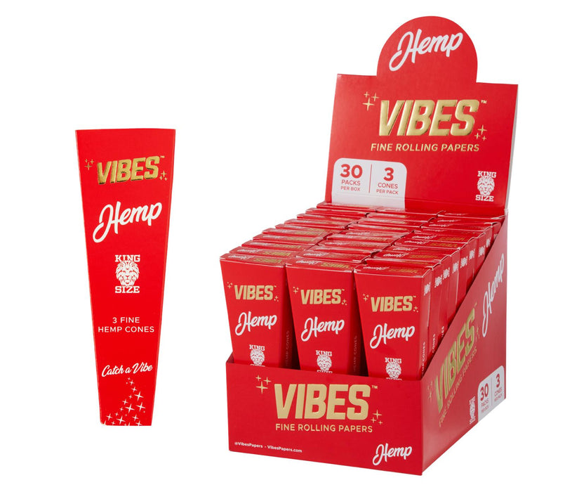 Vibes - Hemp King Size Cones (30 Pack of 3 Cones)
