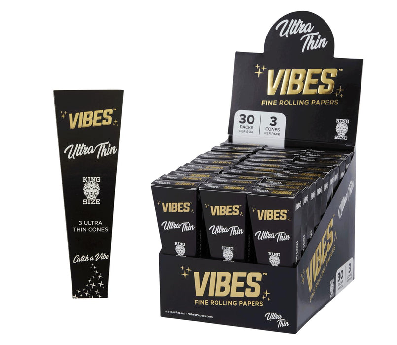 Vibes - Ultra Thin King Size Cones (30 Packs of 3 Cones)