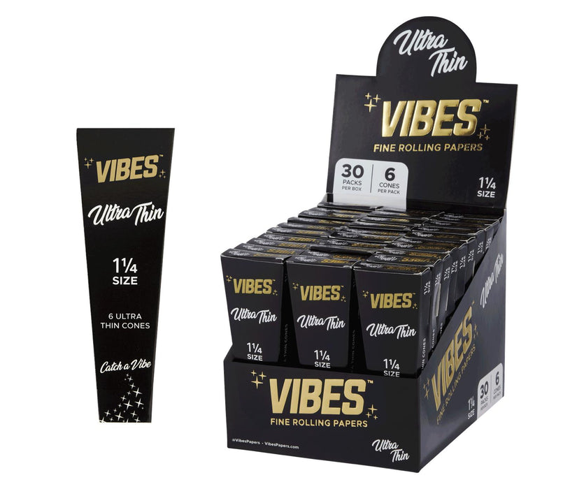 Vibes -Ultra Thin 1 1/4" Size Cones (30 Packs of 6 Cones)
