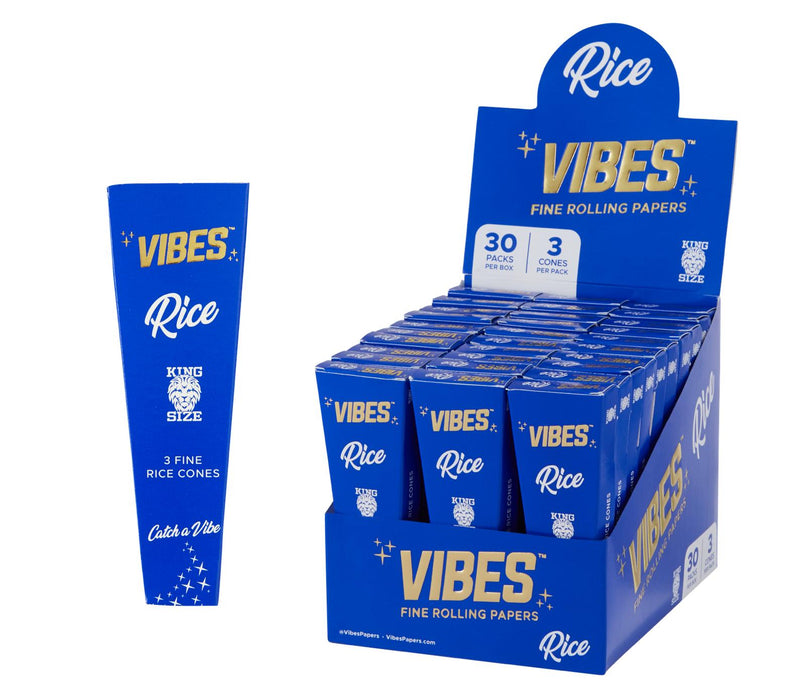 Vibes - Rice King Size Cones (30 Packs of 3 Cones)