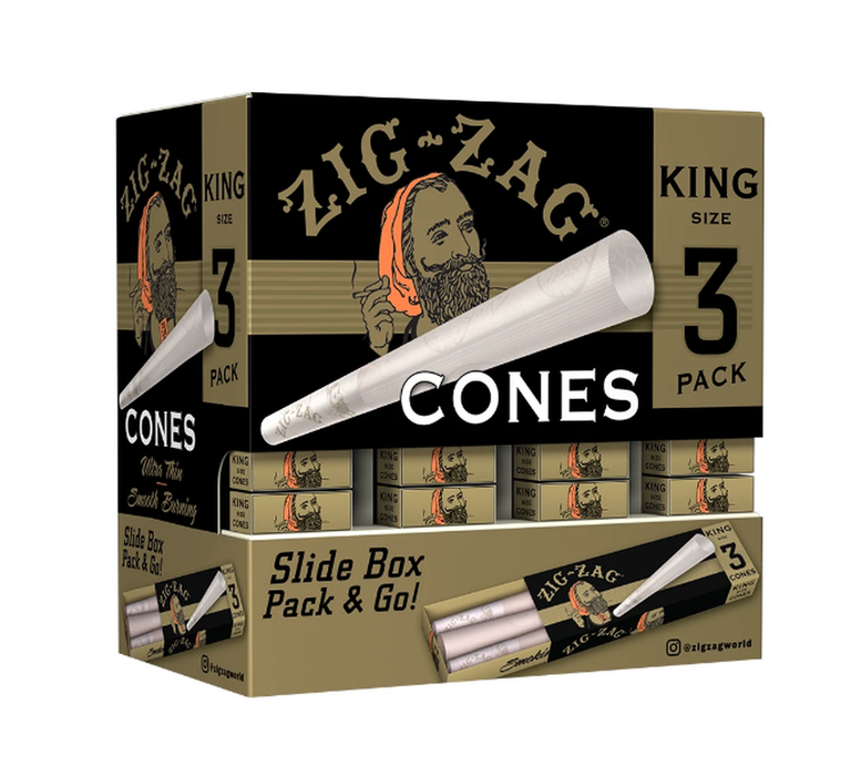 Zig-Zag King Sized Pre-Rolled Ultra Thin Cones | 36 pack of 3 Cones