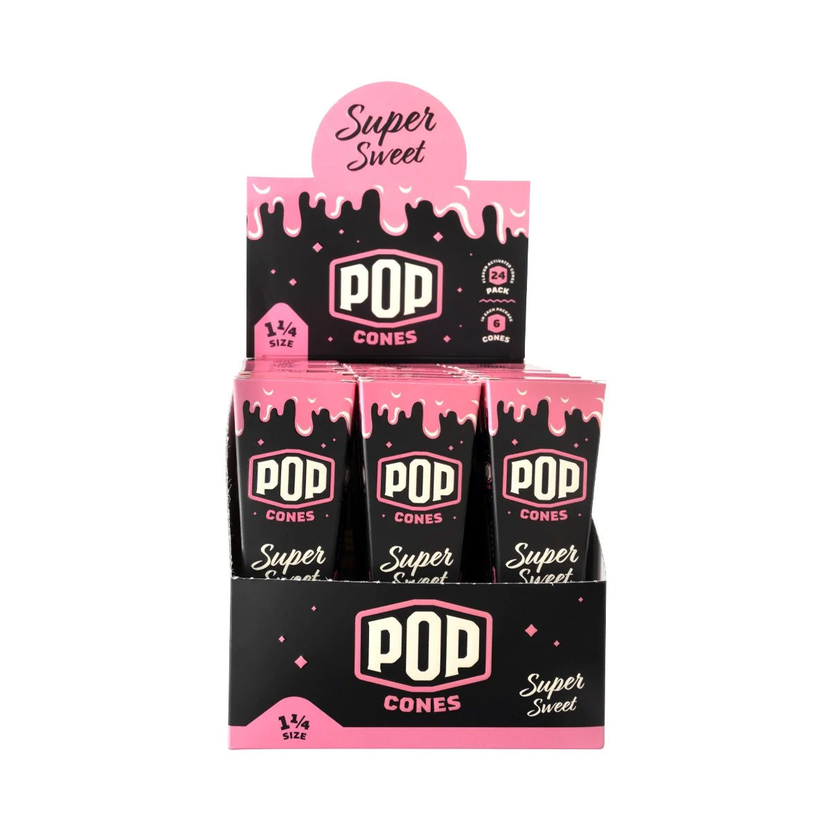 Pop Cones 1 1/4" Size Pre-Rolled Cones with Flavor Activated (6 per pack/24 Pack)
