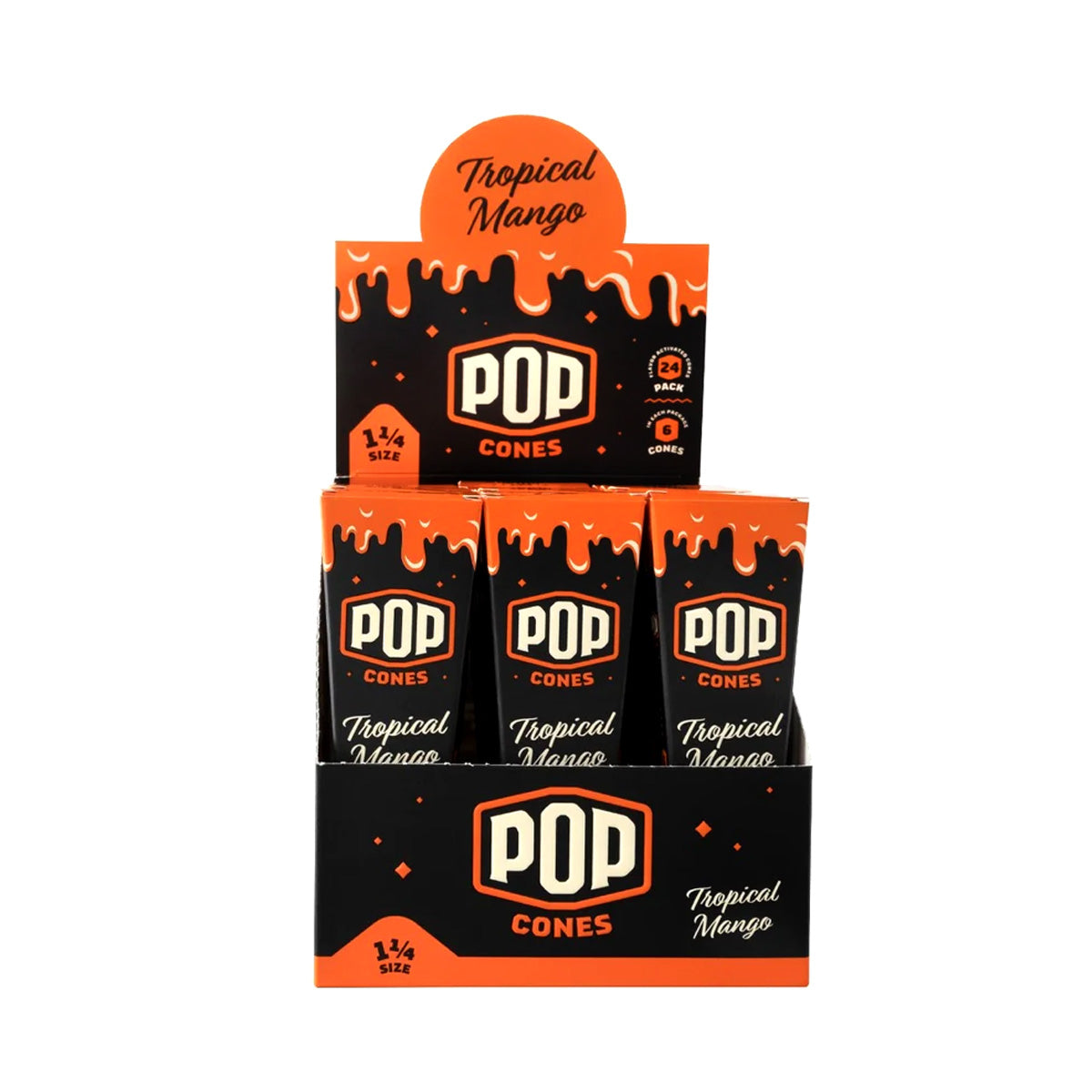 Pop Cones 1 1/4" Size Pre-Rolled Cones with Flavor Activated (6 per pack/24 Pack)