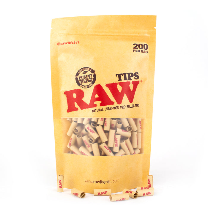 Raw Authentic Pre-Rolled Tips - 200 Per Bag