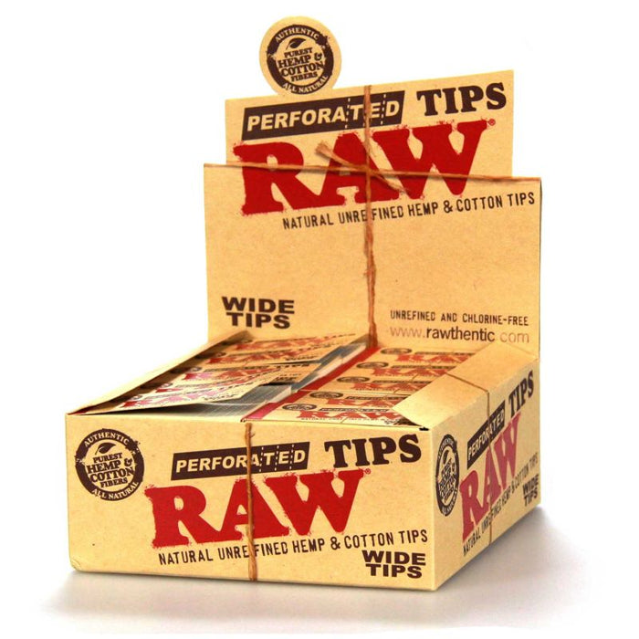 Raw Hemp & Cotton Perforated Wide Tips - 50 Packs/Display