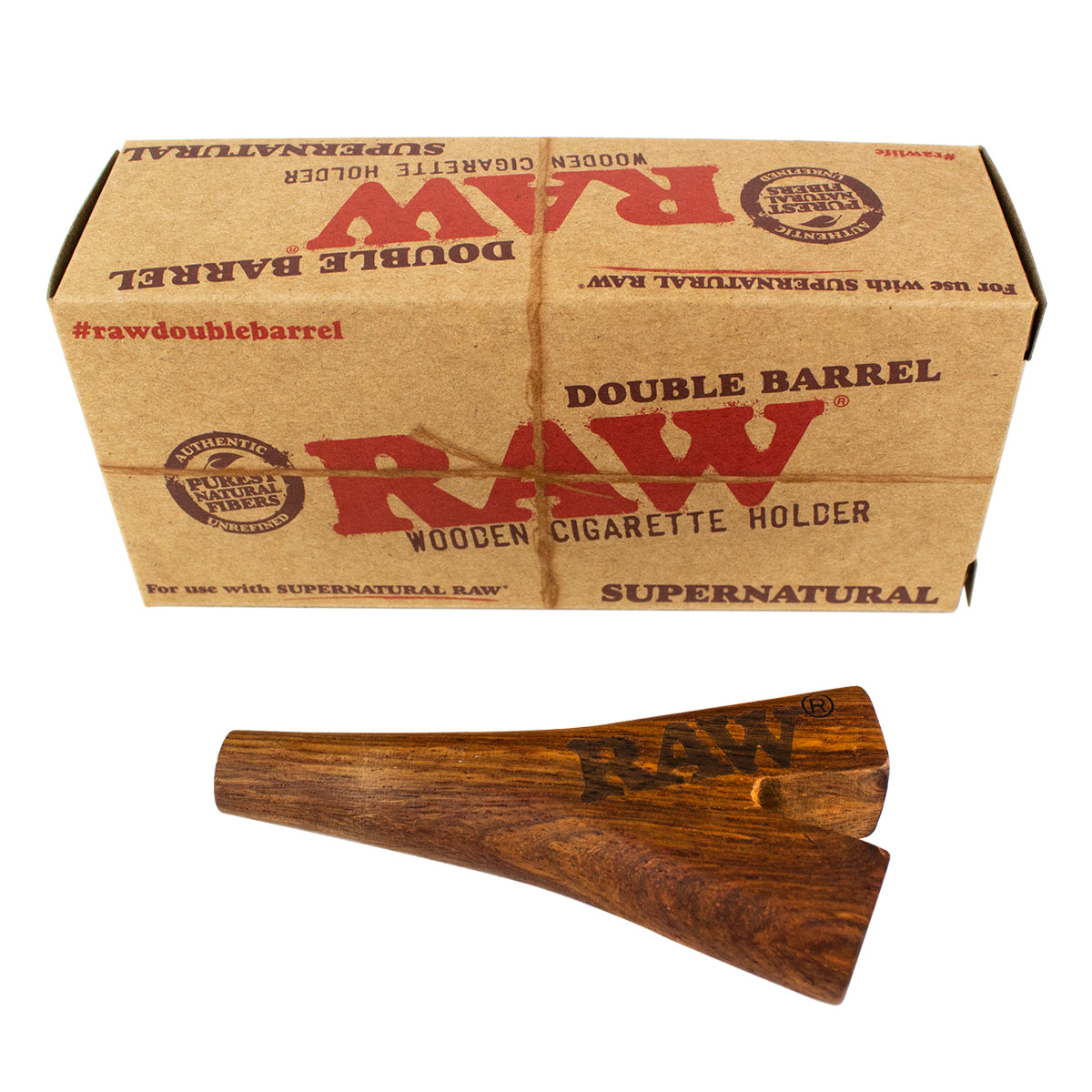 Raw Double Barrel Wooden Cigarette Holder