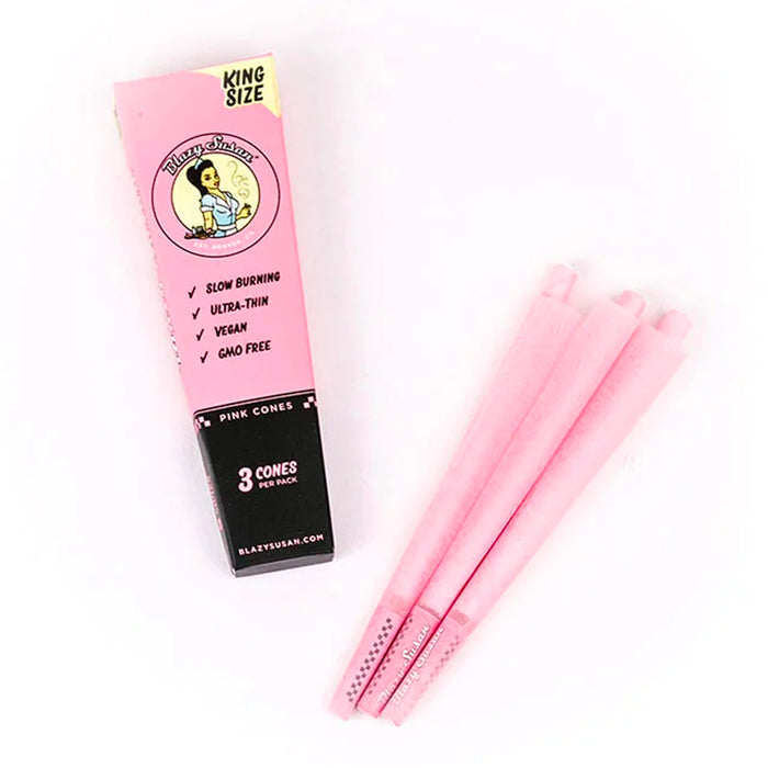 Blazy Susan Pink Pre Rolled Cones King Size | 21 Pack of 3 Cones 63 Cones Per Box