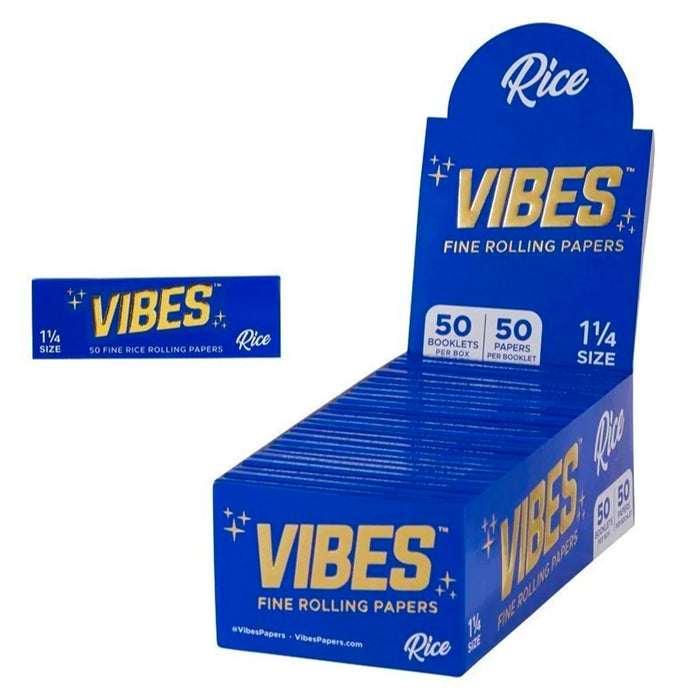 Vibes - Rice 1 1/4" Size Rolling Papers (50packs/Display)