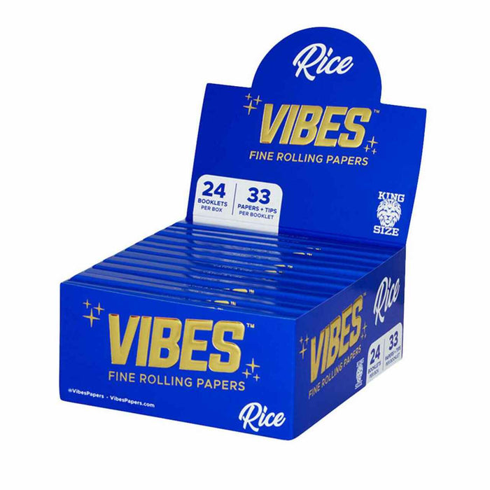 Vibes - Rice King Size Rolling Paper + Tips (24 Packs/Display)