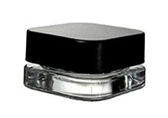 9ml Cube (Qube) Child Resistant Clear Glass Jar with Black Cap