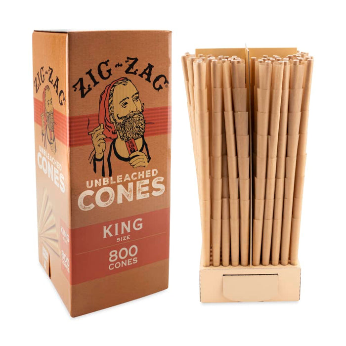 Zig-Zag - King Size Unbleached Bulk Cones - (800 Cone Carton)