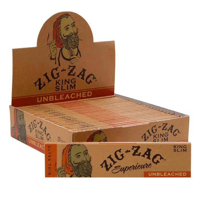 Zig-Zag Unbleached King Slim Size Rolling Paper - 24ct./Display