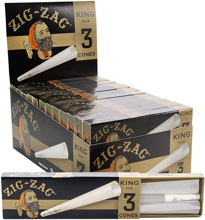 Zig-Zag King Ultra Thin Sized Pre-Rolled Cones | 24 pack of 3 Cones
