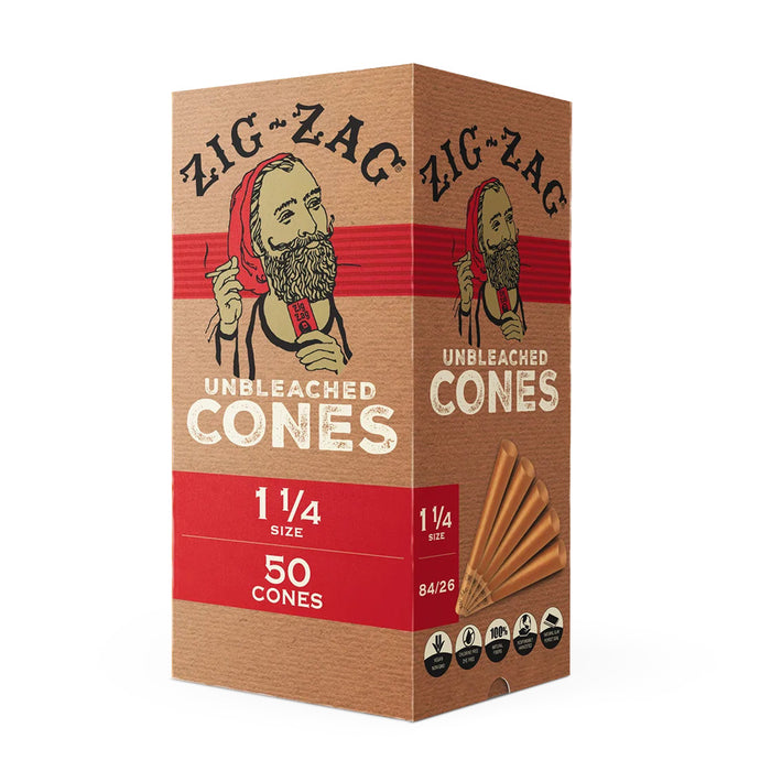 Zig Zag Unbleached Cones 1 1/4 Size 50 Cones