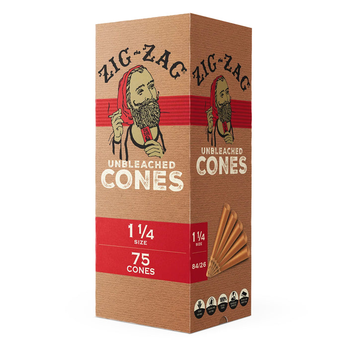 Zig Zag Unbleached Cones 1 1/4 Size 75 Cones