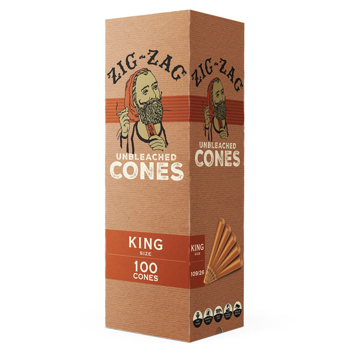 Zig Zag Unbleached Cones King Size 100 Cones