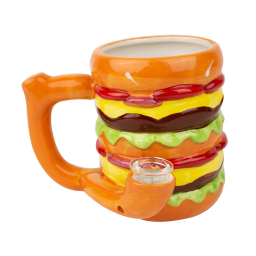 5" Double Cheeseburger Hamburger Ceramic Pipe Mug