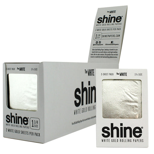 Shine 1 1/4" Size 2 Sheet Pack The White Gold Rolling Paper - Smoketokes