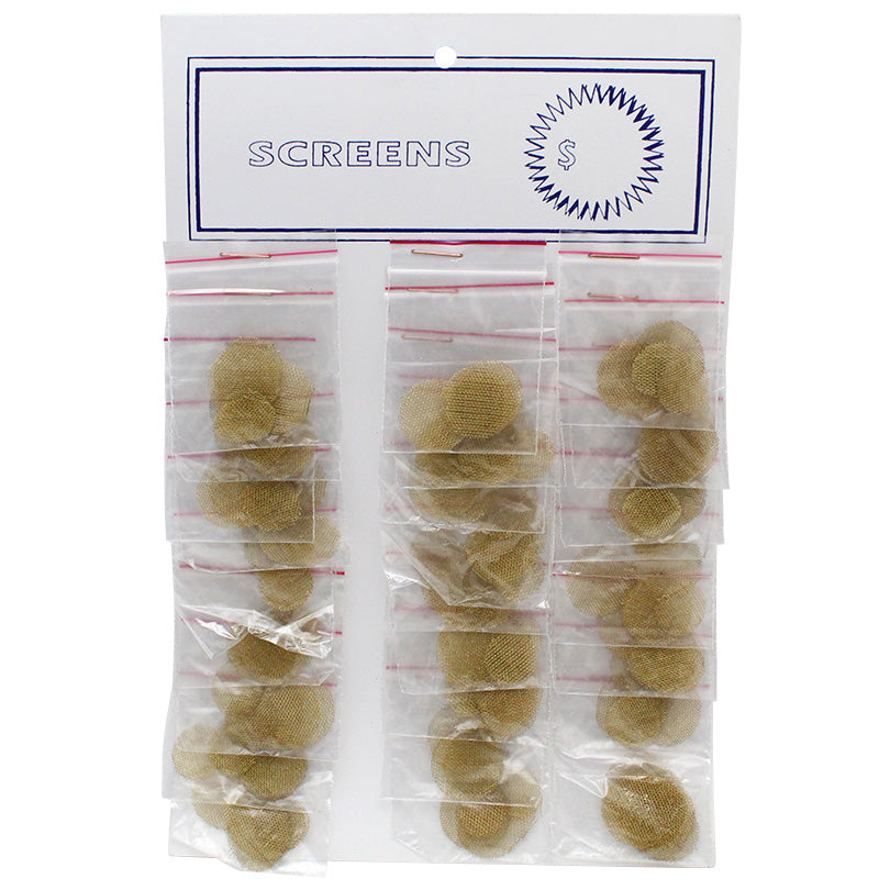 Assorted Sizes Brass Pipe Screens Card - Smoketokes