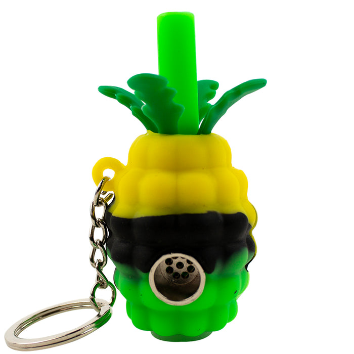 Silicone Pineapple Hand Pipe Keychain