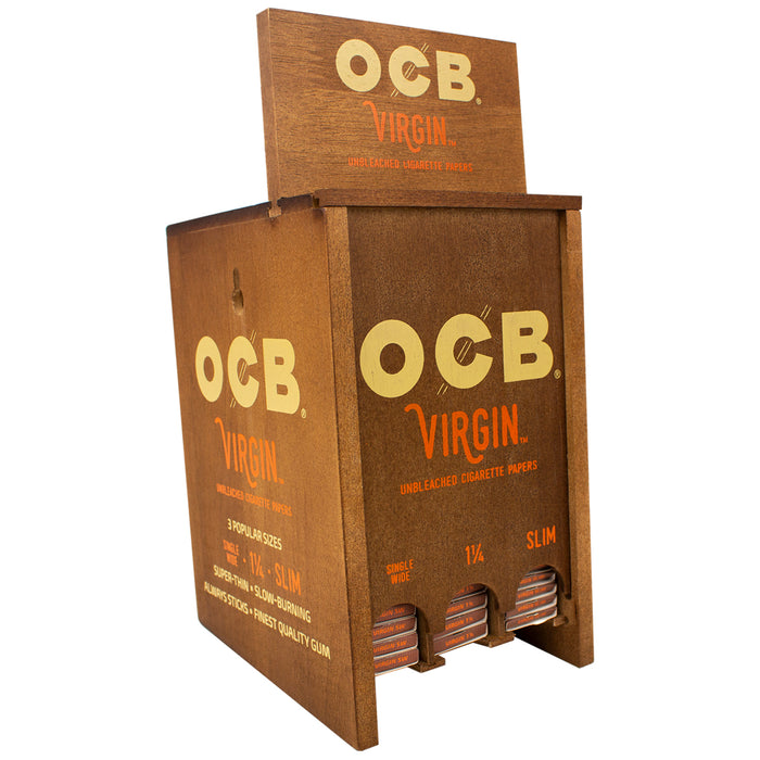 OCB Virgin Unbleached Rolling Papers Display (3 sizes) - 72CT