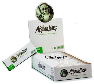 Afghan Hemp Classic 1 1/4" Size Rolling Paper (24 Booklets per Display) (50 Leaves per Booklet)